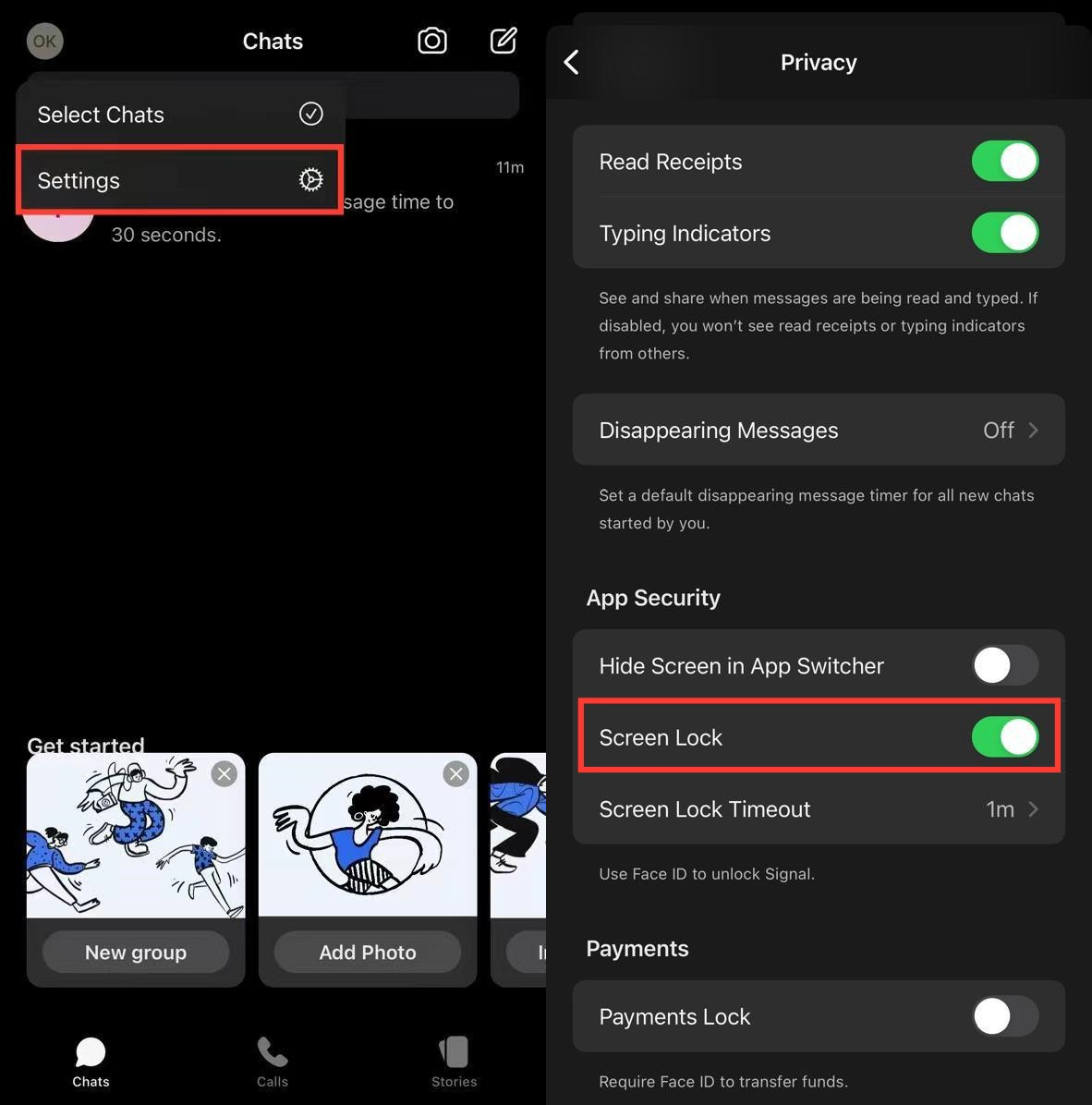 Signal screen lock