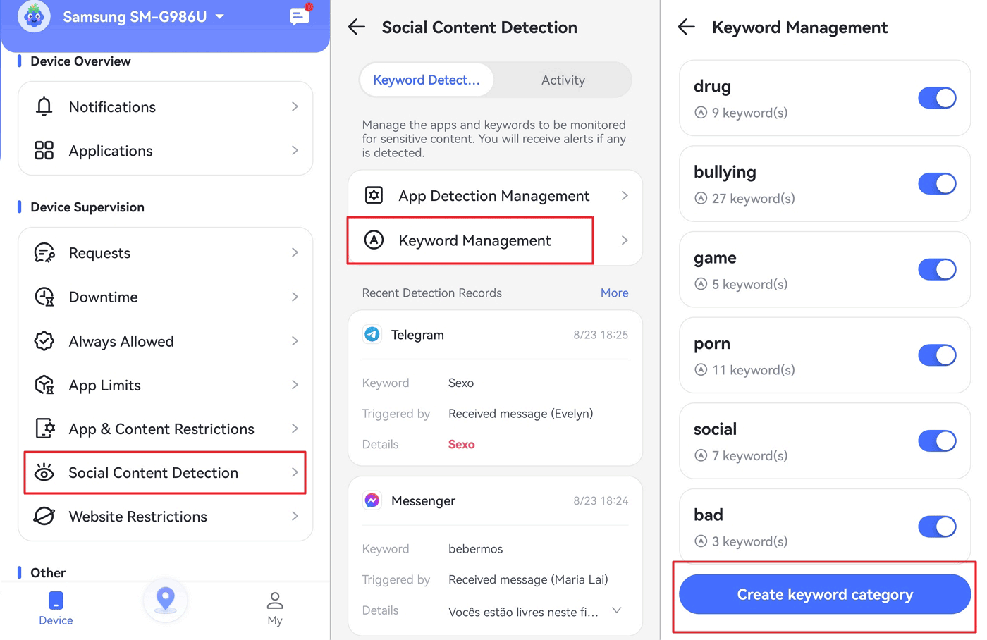 AirDroid Parental Control para ver conversaciones secretas