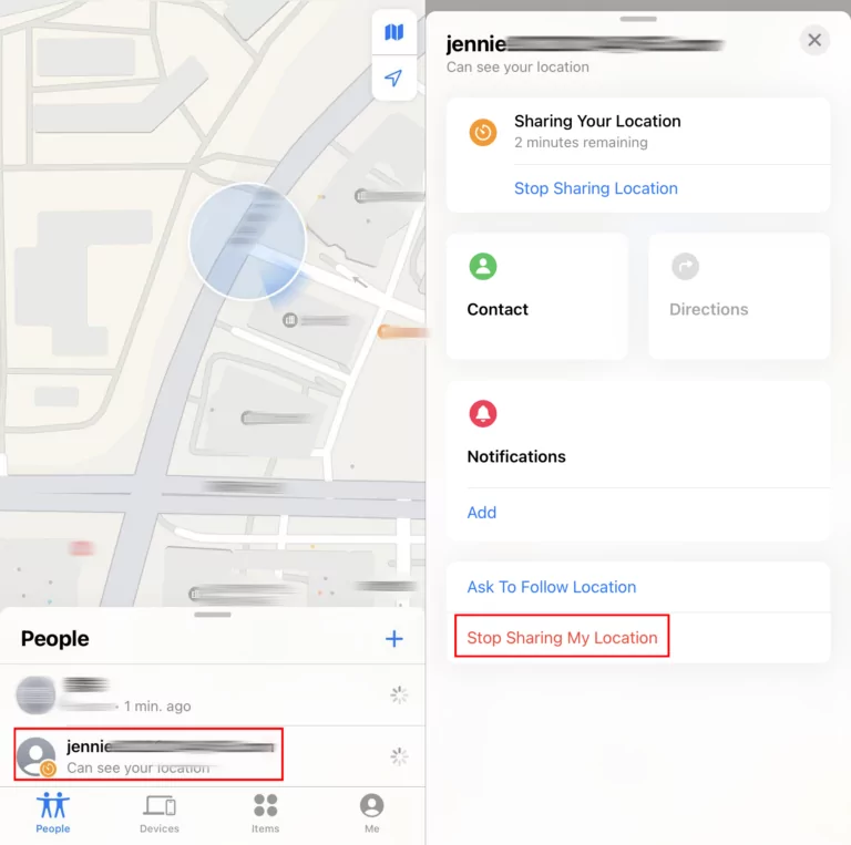 stop sharing location with someone on Find My