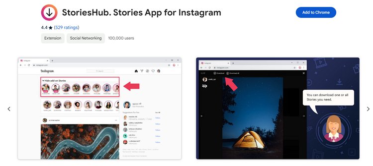 StoriesHub. Application de stories pour Instagram