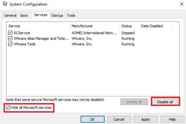 system configuration services