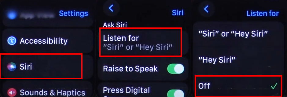 turn off Siri on Apple Watch