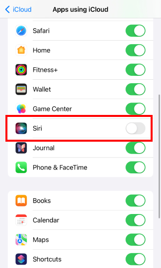 Désactiver la synchronisation de Siri sur iPhone