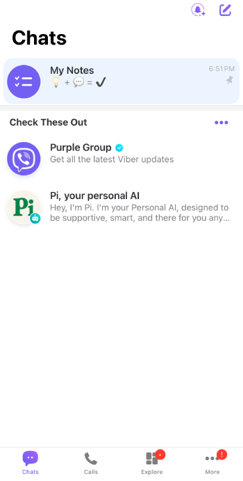 Viber app home screen