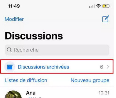 Retrouver discussions archivées sur iPhone