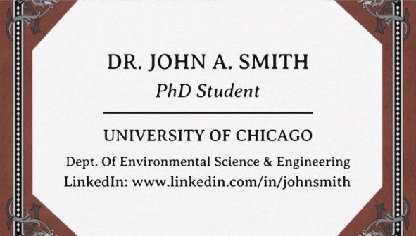 business card example with name