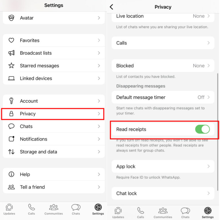WhatsApp read receipts
