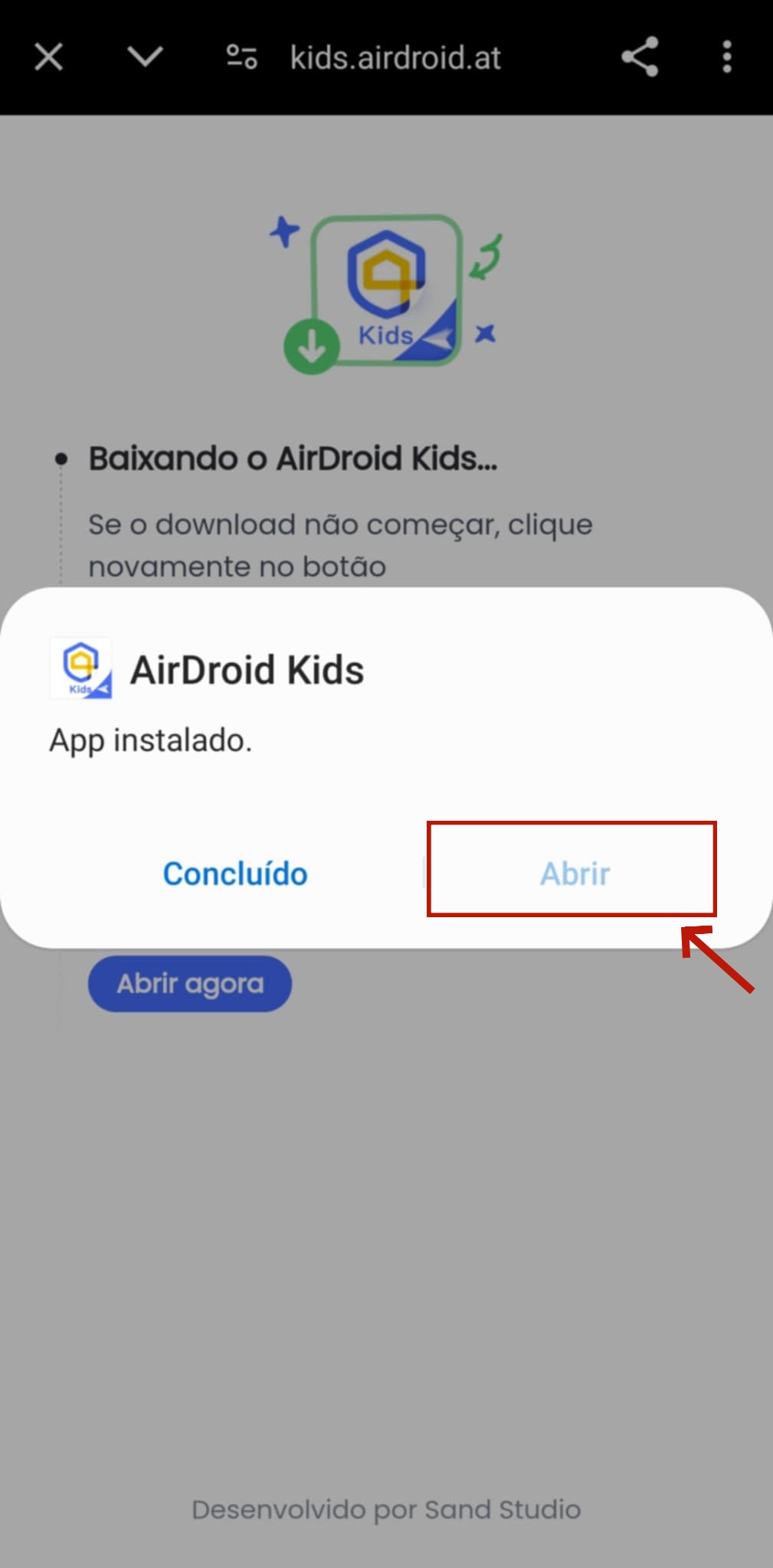 abra o airdroid kids no dispositivo do filho