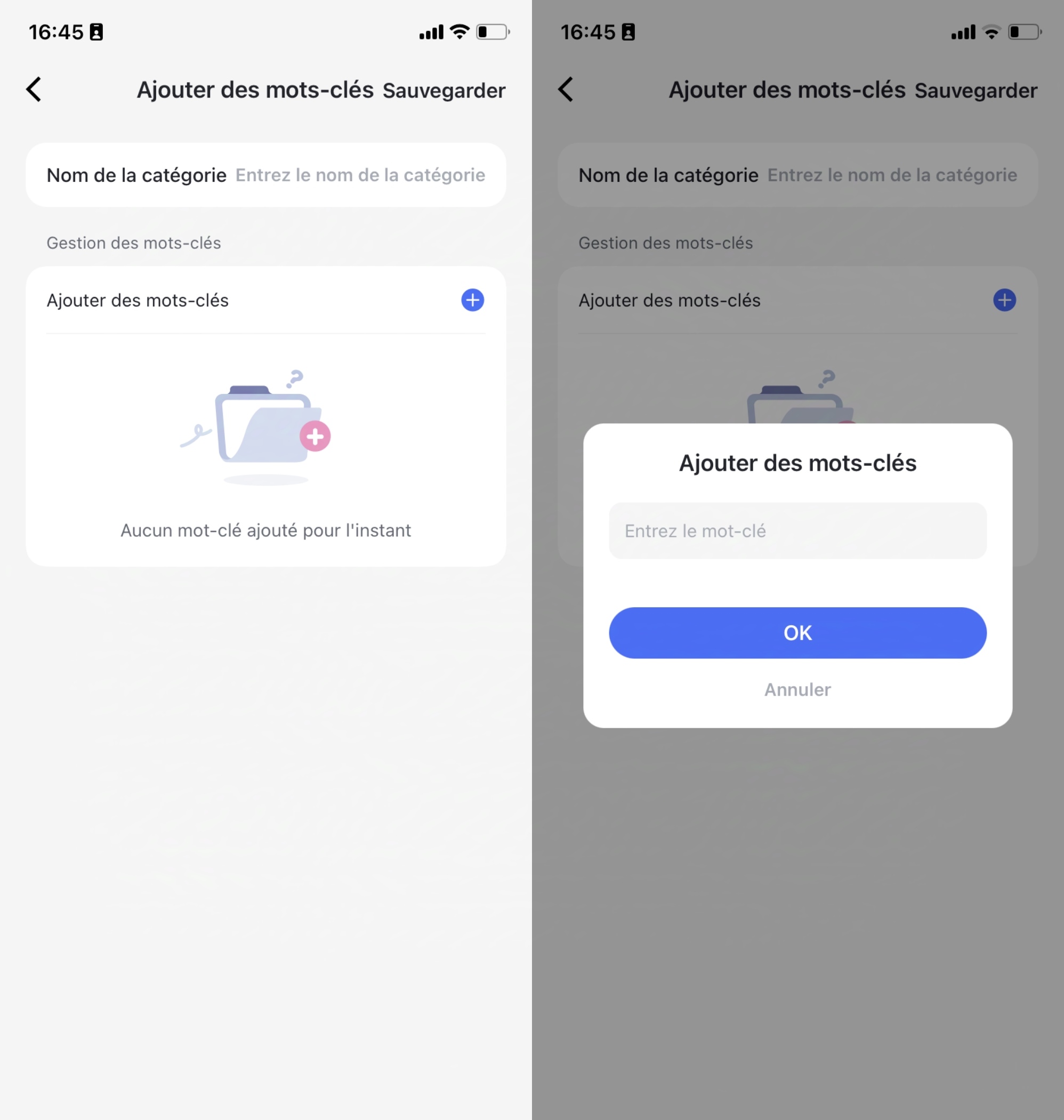 Activer le mot-clé pour le filtre de contenu