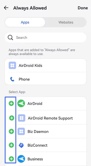 add apps to allowlist