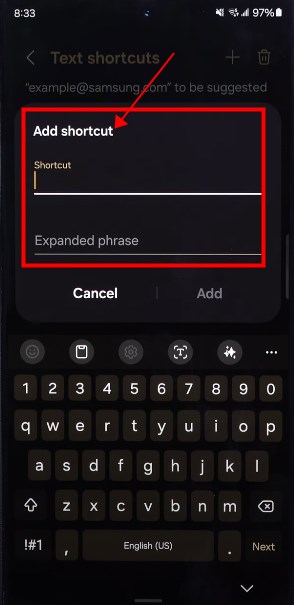 add your shortcuts