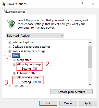 advanced power settings