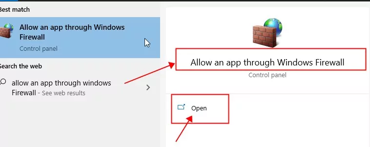 allow an app through windows firewall