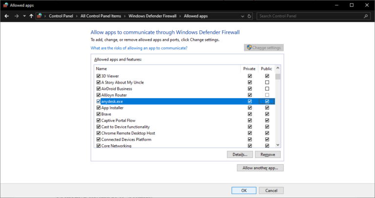 allow AnyDesk through Firewall