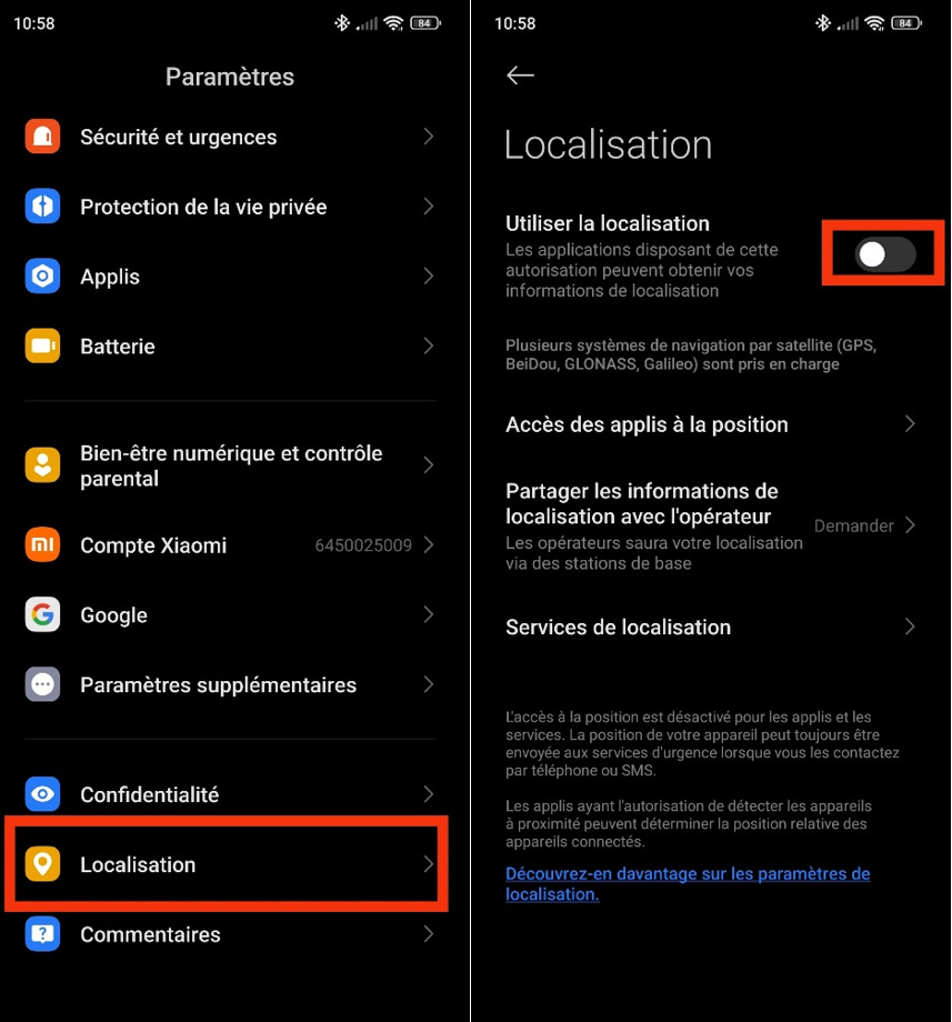 Android activer localisation