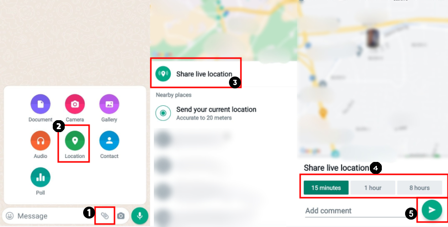 Android phone how to send live location on WhatsApp