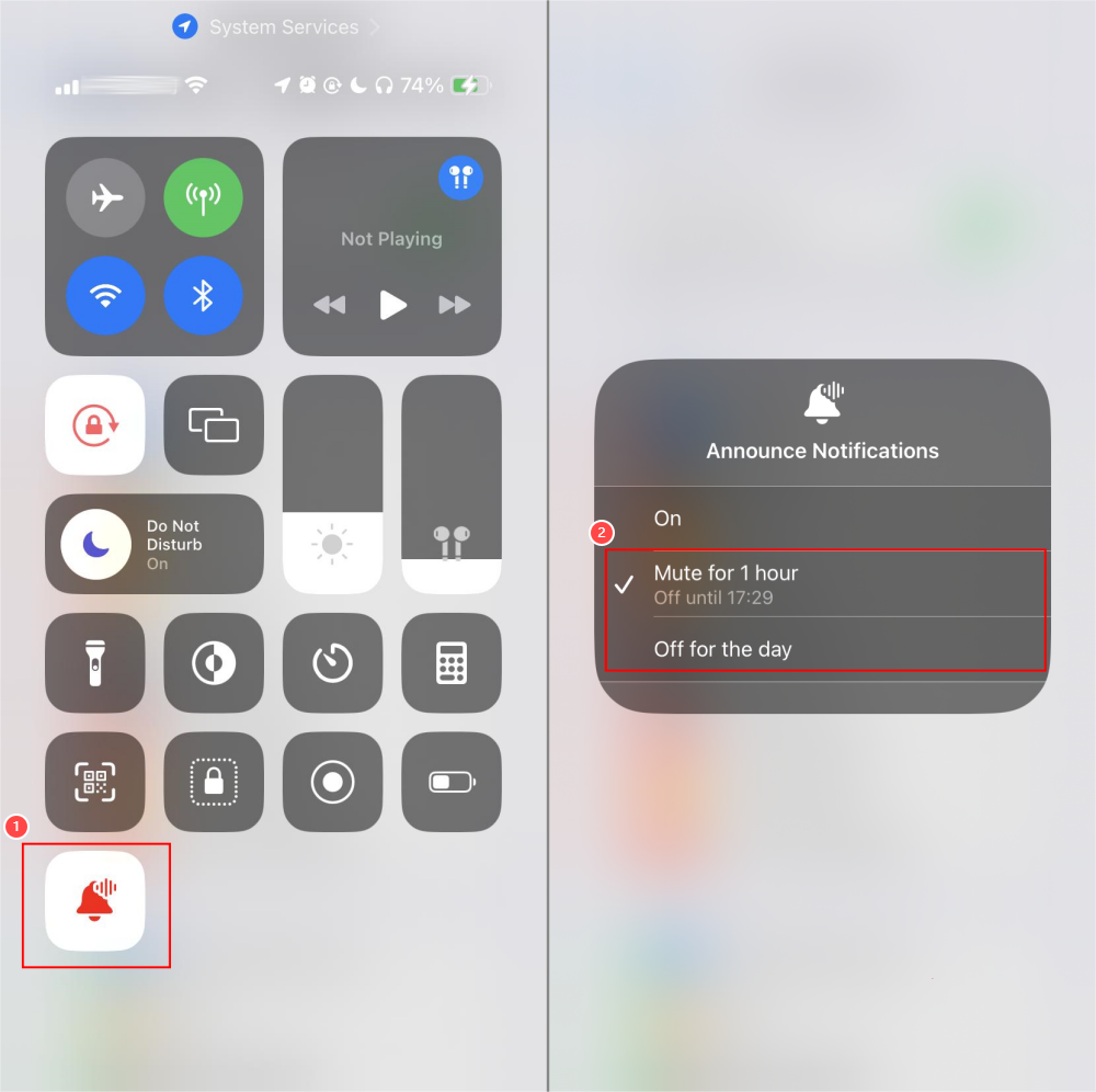 disable announce notifications from Control Center