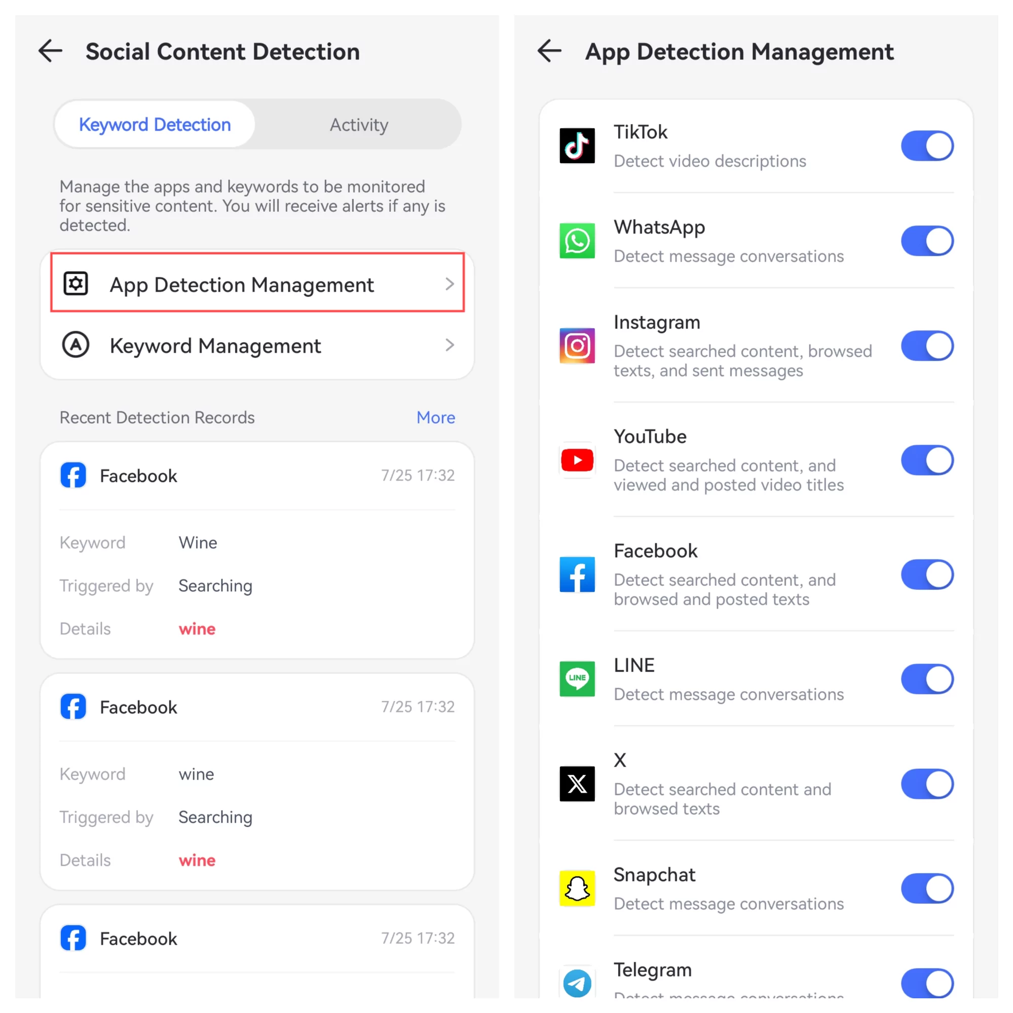 app detection management