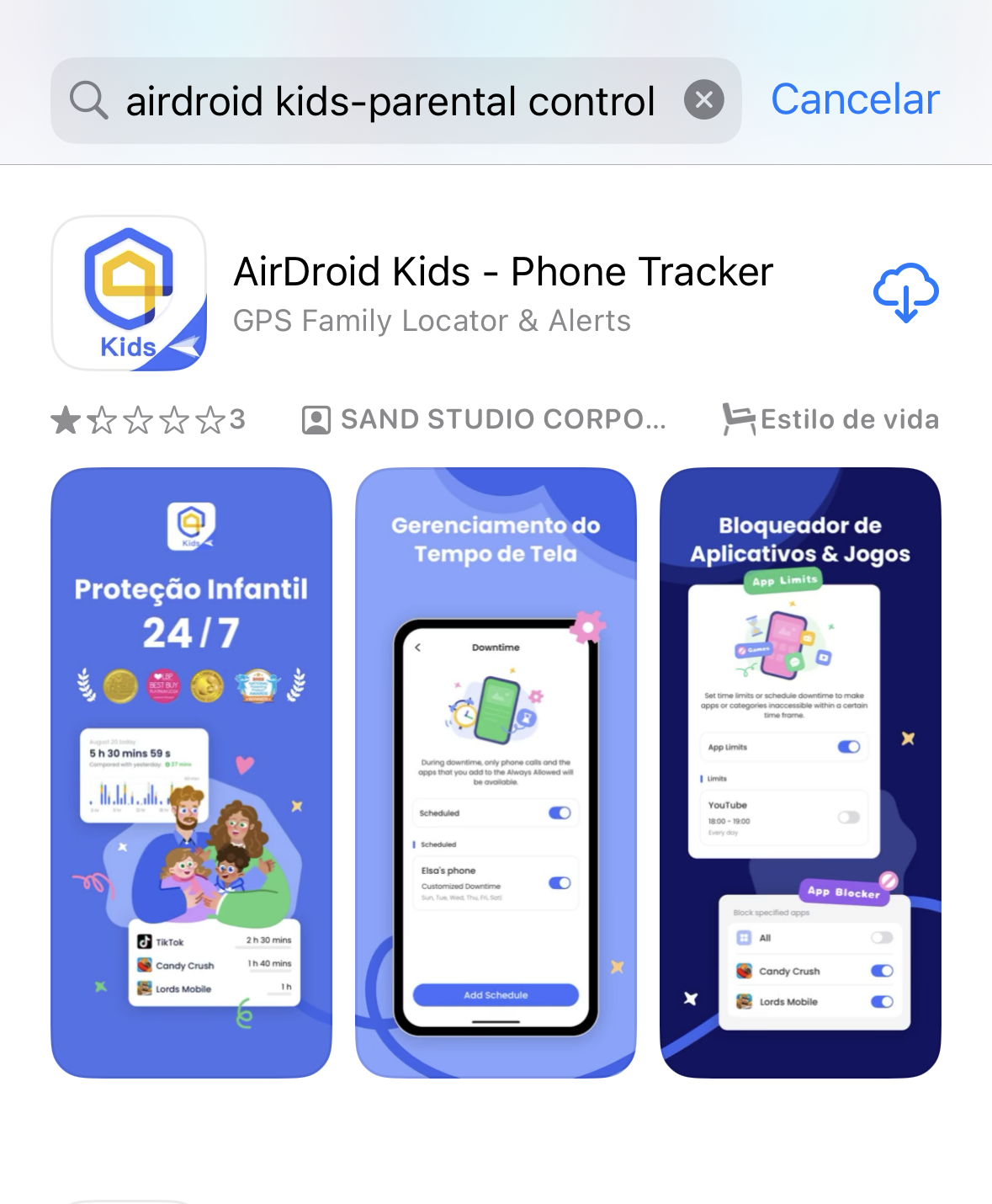 baixe o airdroid kids no dispositivo ios