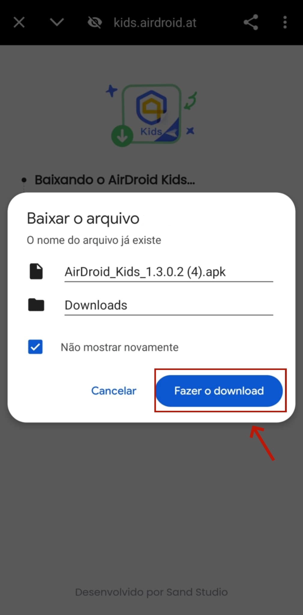 toque em download