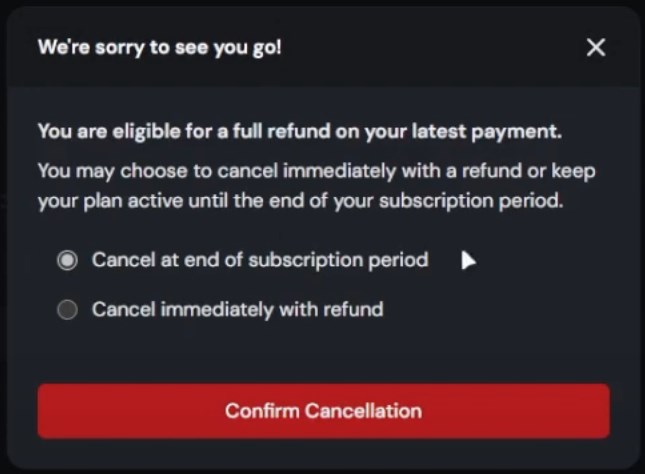 Confirm Cancellation