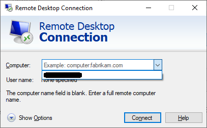 clear remote desktop connection history