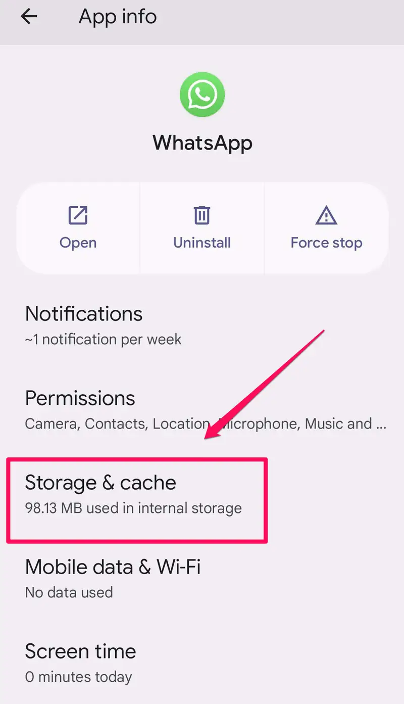 clear whatsapp cache