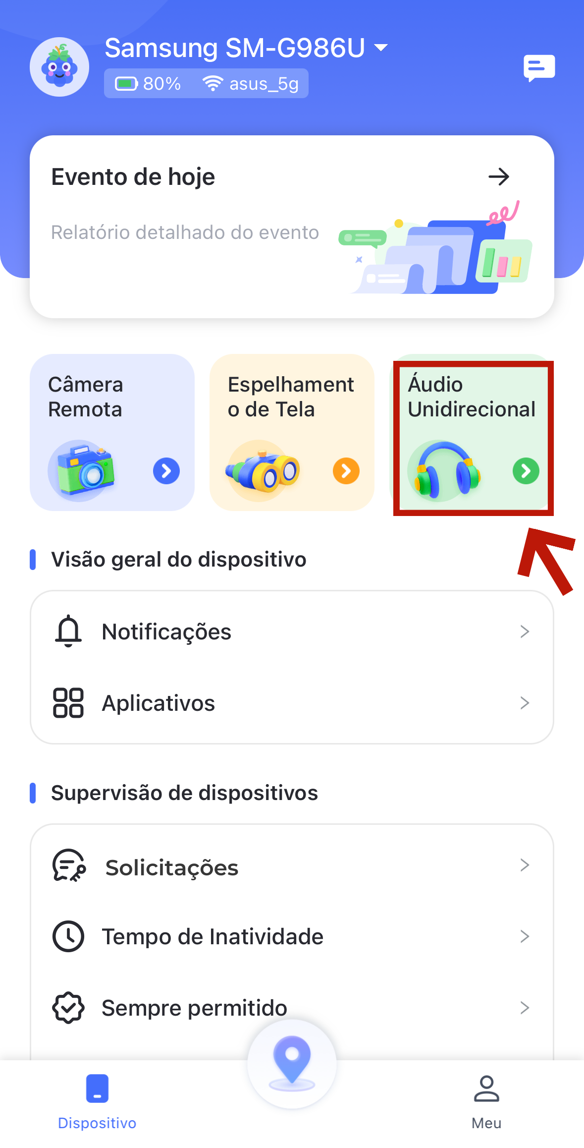 Áudio unidirecional do AirDroid