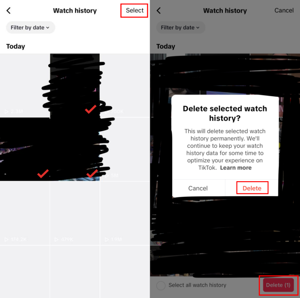 delete TikTok watch history