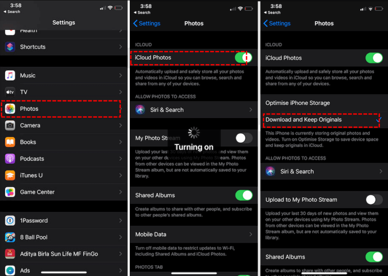 download and keep originals option from icloud photos on iphone