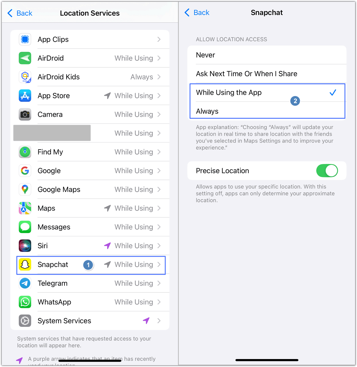 iOS autoriser accès localisation