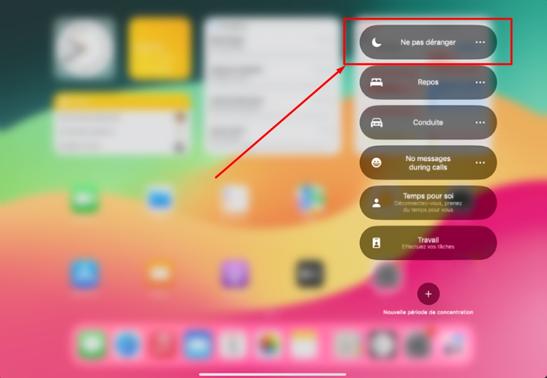 Enlever le mode Ne pas déranger depuis iPad