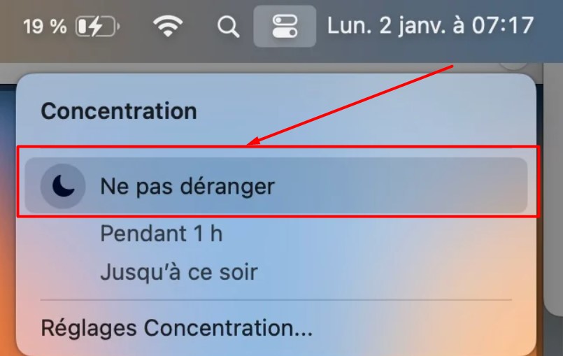 Enlever le mode Ne pas déranger depuis Mac