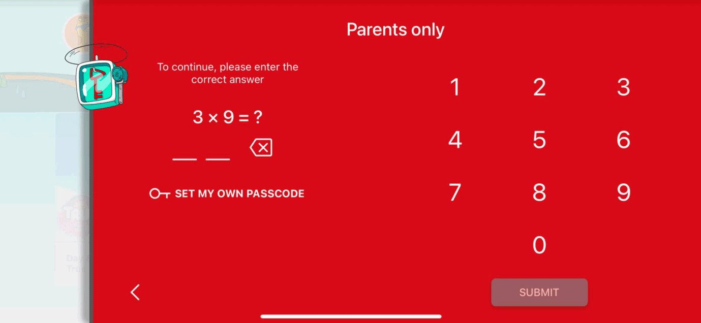 enter passcode on YouTube Kids