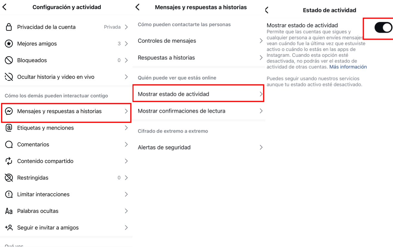 activar el estado de actividad instagram