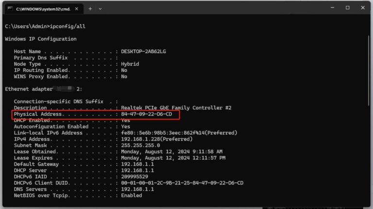 finding LAN ID on Windows using command prompt 01