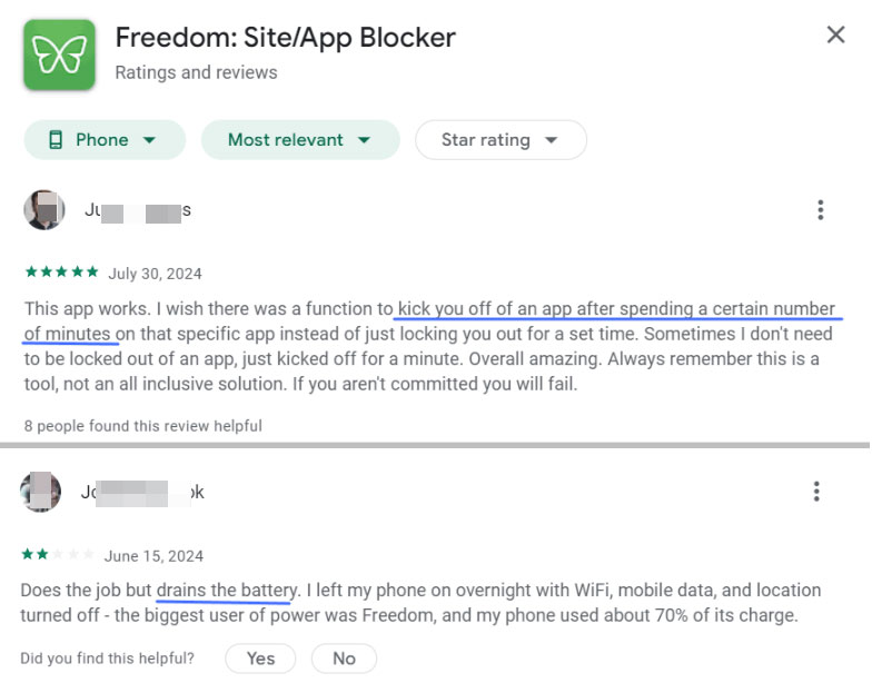 Freedomの顧客レビュー