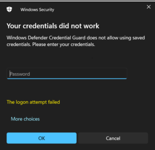 remote desktop your credentials did not work