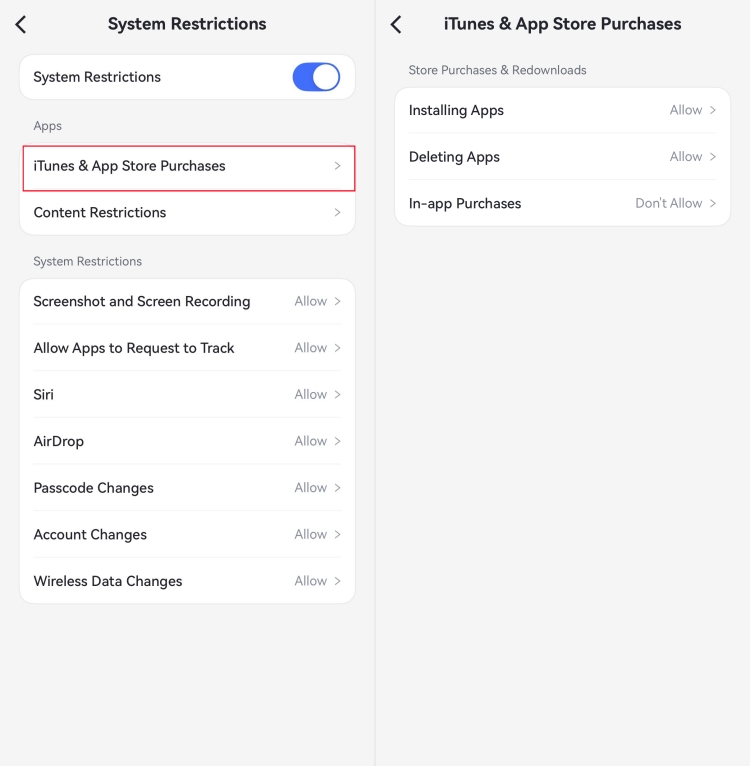 gestisci acquisti e installazioni da store