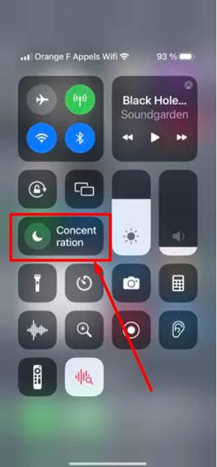 iPhone cliquez sur Concentration