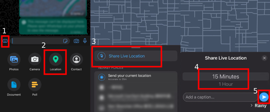 send live location on WhatsApp using iPhone