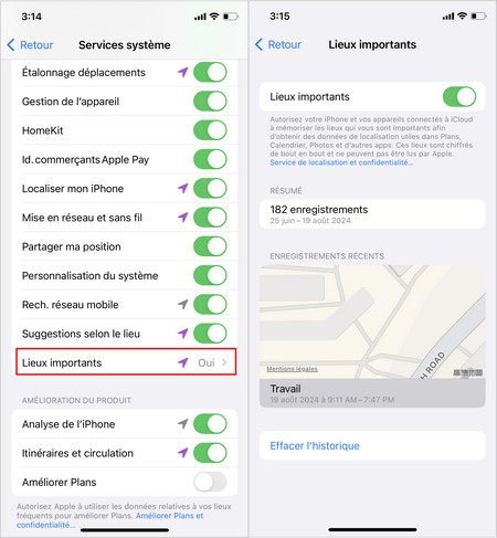 comment voir les emplacements importants sur iPhone