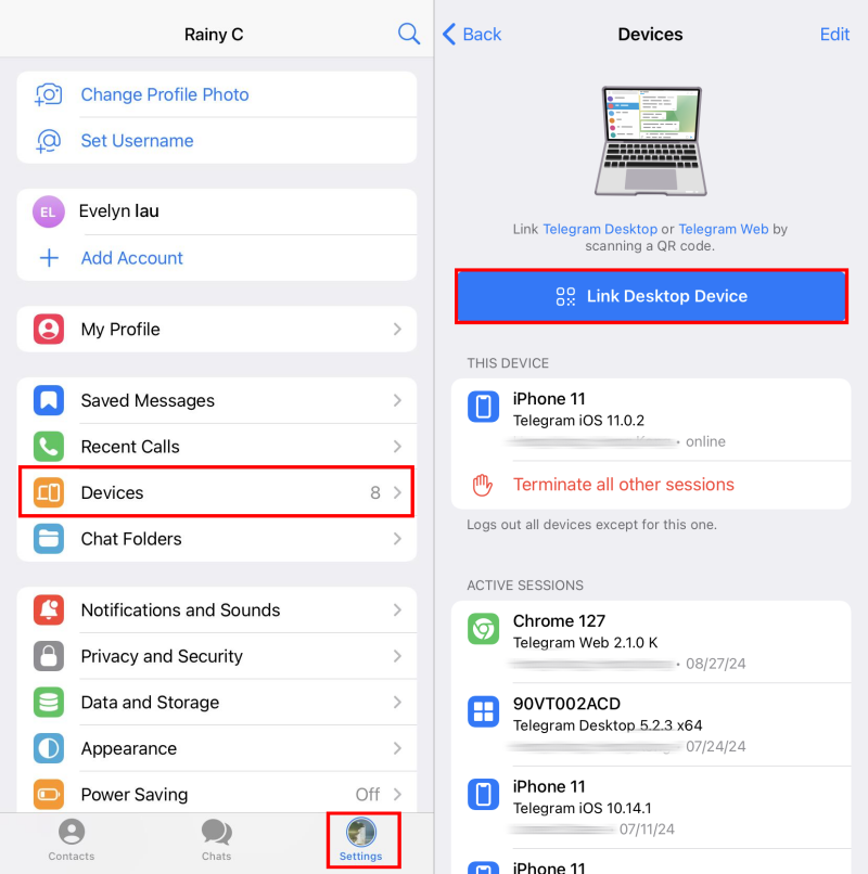 Telegram Linked Devices