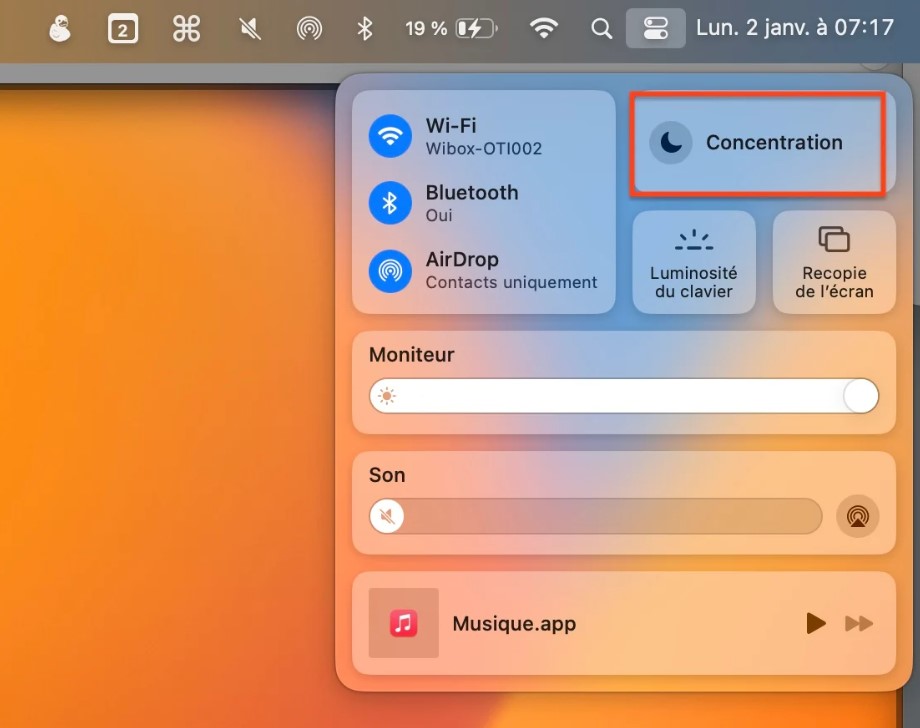 Mac Cliquez sur Concentration