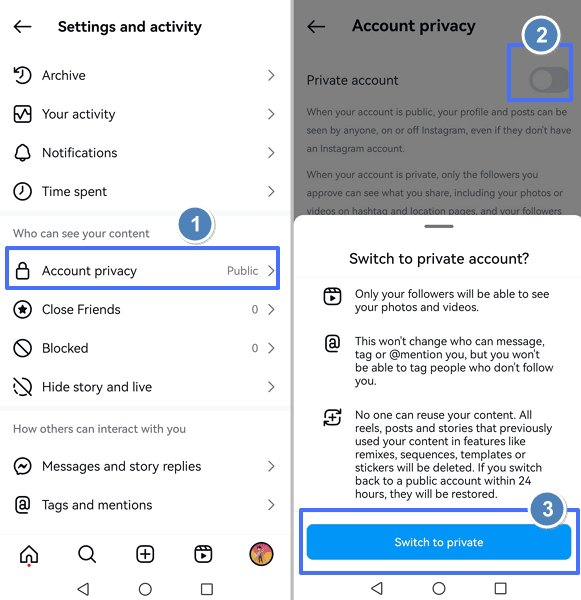 make your Instagram account private