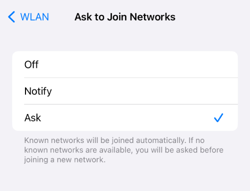 ask to join network iPhone