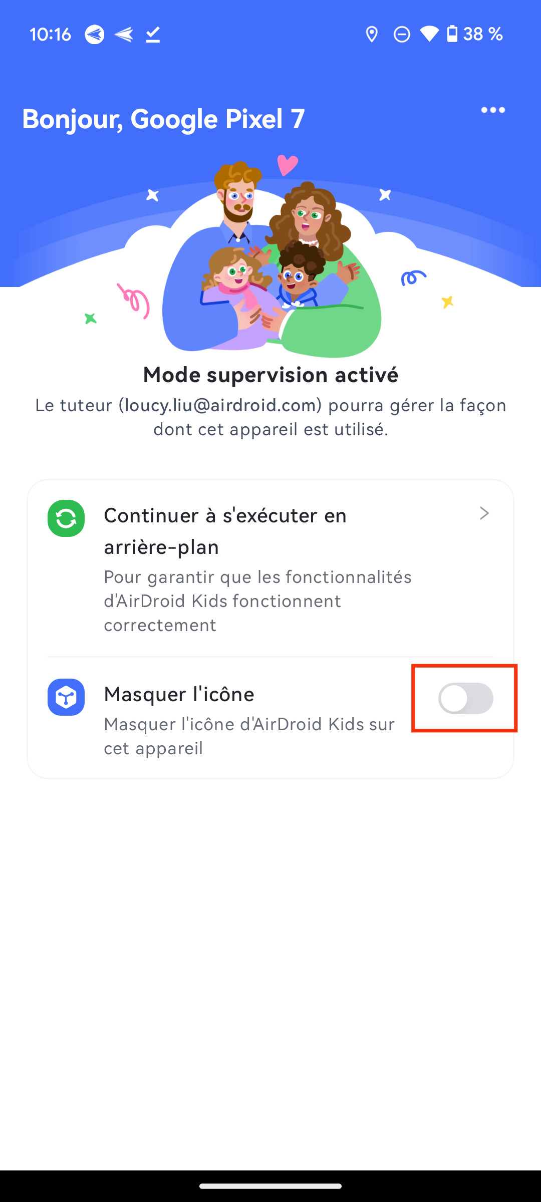 Masquer l'icône AirDroid Kids