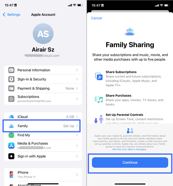 enable Family Sharing