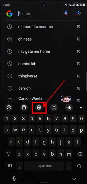 open keyboard settings