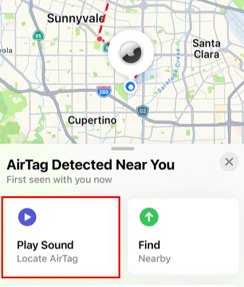 play AirTag sound on Find My